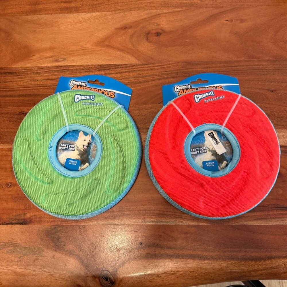 Chuckit! Amphibious ZipFlight Disk, size M, Green or Orange - NWT!!